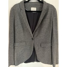 Ann Taylor LOFT Classic Heathered Gray One-Button Blazer Career Jacket Sz 6