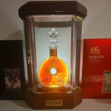 Remy Martin Louis XIII Cognac Decanter Baccarat Empty with Wood cabinet display