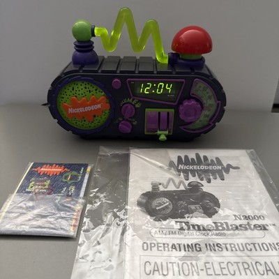 Nickelodeon 1995 Time Blaster Rise & Slime Alarm Clock Radio Tested Works WOW!
