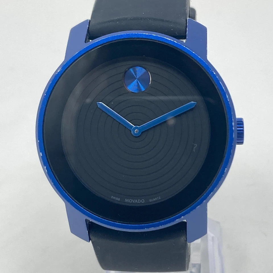 Reloj Movado Bold Hombre 44mm Azul Negro Suizo MB.01.1.22.6028 WR Batería Nueva 9.25" Foto 2 de 4