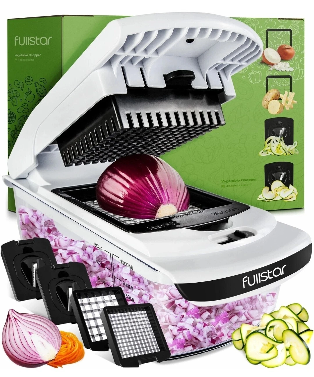 Vegetable Onion Chopper w/container Dicer Spiralizer Cutter Pro Food Chopper