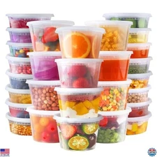 50 Leakproof Deli Containers with Lids - Clear Plastic, 16oz & 8oz, Reusable,