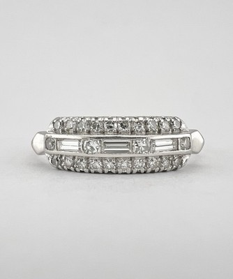 Antiker Art Deco Bandring Platin VS 0,50tcw Altschliff Rund & Baguette Diamant
