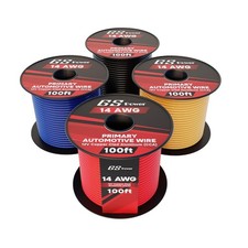 400ft CCA 14 Gauge Wire Automotive, 100ft Spool, 4 Colors, 14 AWG 12v, Speake...