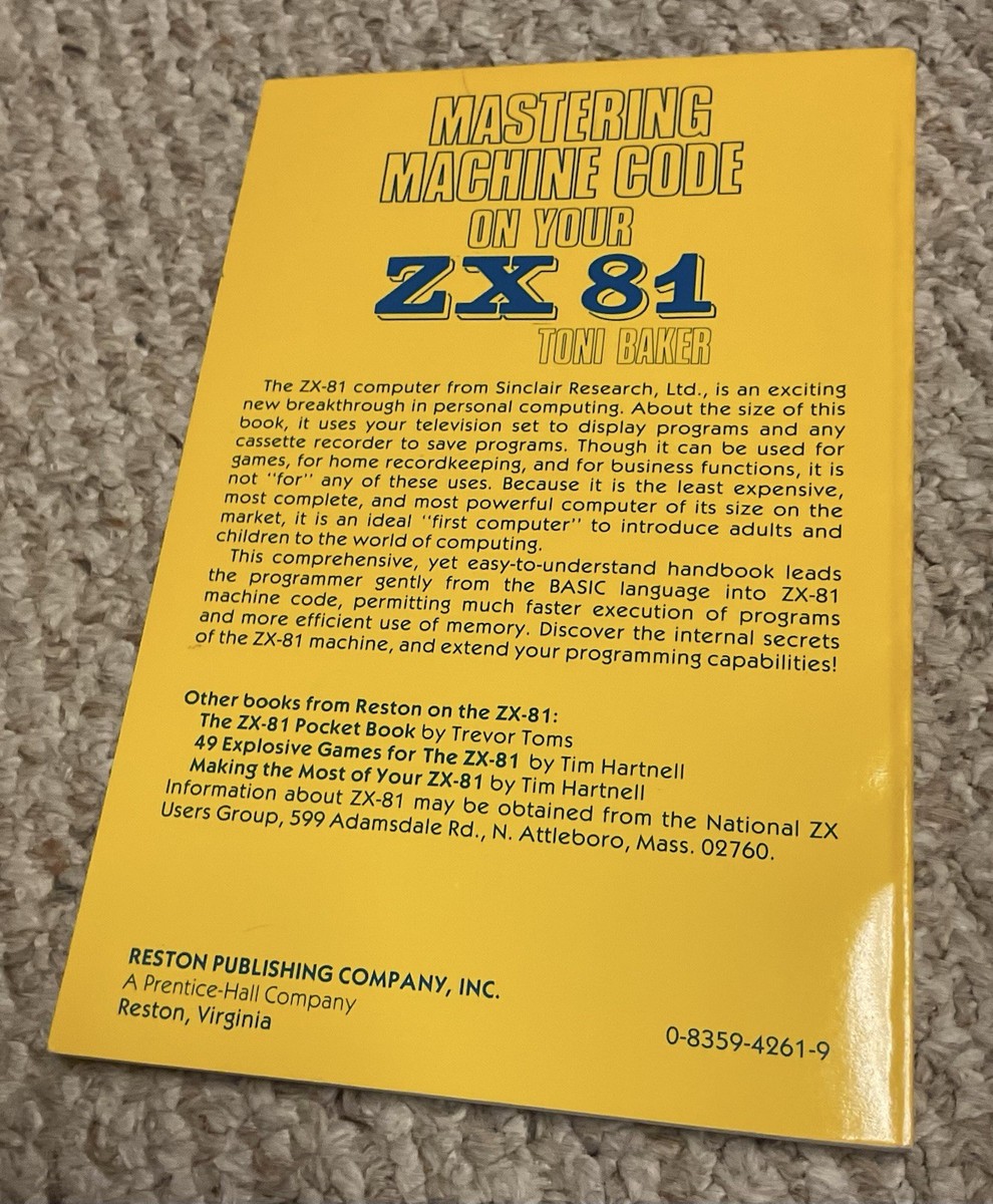 Sinclair ZX-81 Code Book 1981 Toni Baker Pocket Book Basic