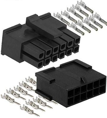 Molex Micro-Fit 3.0 dual row (12 Circuits) Male & Female receptacle plug, w/T...