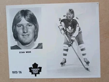 1975-76  MEDIA PHOTO TORONTO MAPLE LEAFS STAN WEIR  8 X 10" 