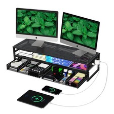 Simple Trending 2 Tier Metal Monitor Stand Riser with USB 2.0 and Charging Pr...