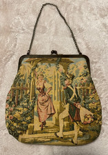 Romantic Lowry & Mund tapestry purse evening bag courting couple Bridgerton
