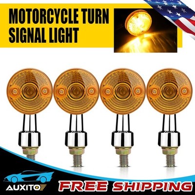 4X LED Motorcycle Turn Indicator Signals Amber Black Universal Light Mini Lamp