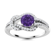 925 Silver Natural Amethyst Solitaire with Accents Womens day Ring Jewelry