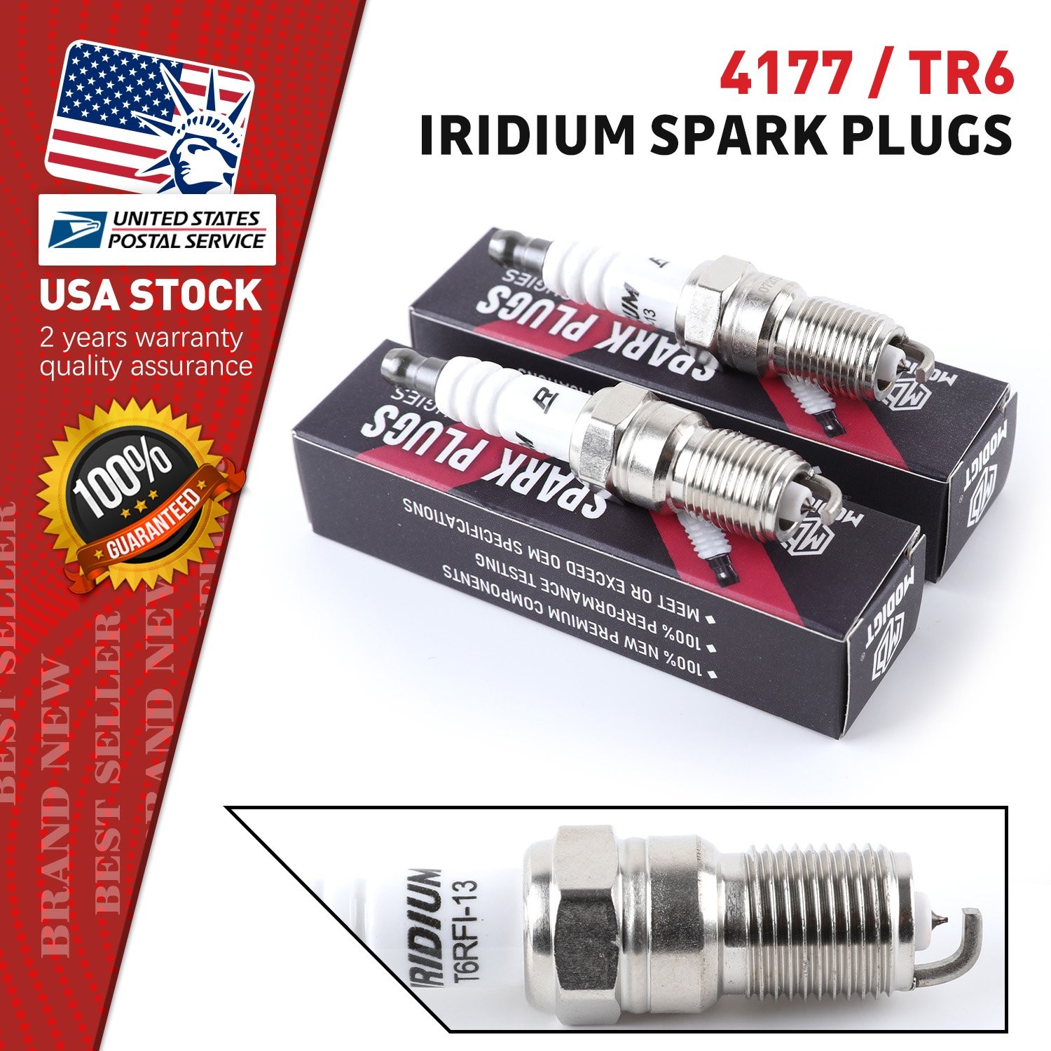 2Pcs Premium OEM Replacement For NGK 4177 TR6 Iridium  Spark Plugs US STOCK