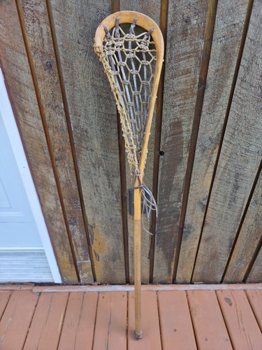 Beautiful Old VINTAGE Wooden Handcrafted Lacrosse Stick Measures 44" x 7"
