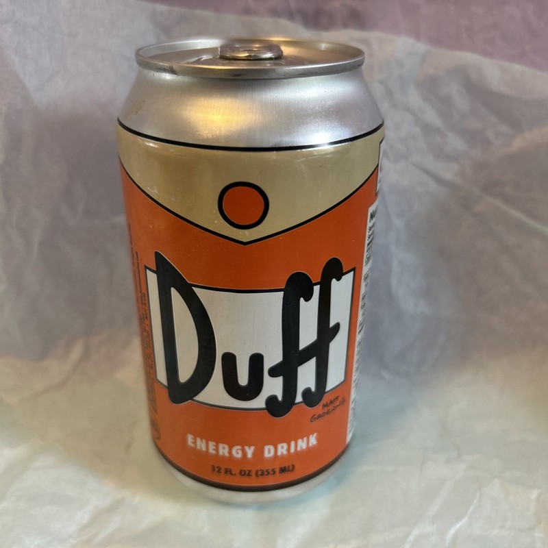 The Simpsons DUFF Energy Drink 12 OUNCE Orange Can! Vintage Unopened!
