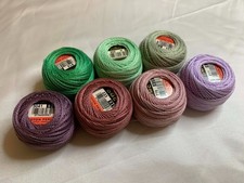 lot of 7 DMC 116 8 Perle Cotton Thread Balls, Size 8 brand new mint  mauve 511