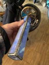 1992 Lori Riley double stained glass wheel /stained glass kaleidoscope