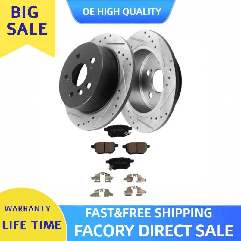 Rear Drilled Disc Rotor Brake Pad for Toyota Corolla Prius Matrix Pontiac Vibe