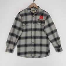 Stormy Kromer Flannel Shirt Mens Small Gray Black Plaid Miller High Life USA