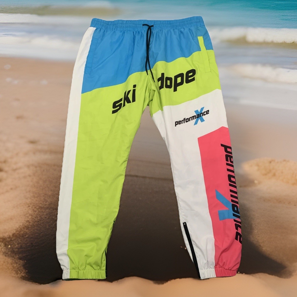 DOPE Neon Blue Green Pink Colorblock Parachute Pants Streetwear Activewear 2X