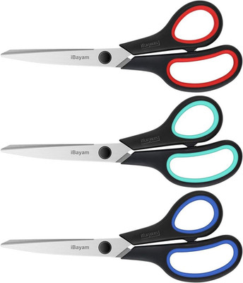3-Pack 8'' Heavy Duty Scissors with Ultra Sharp Blades and Comfort Grip Handles -