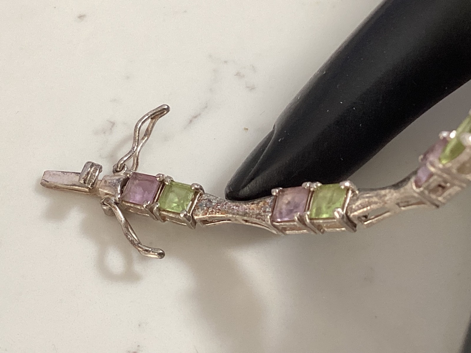 AUTHENTIC SIGNED STERLING SILVER AMETHYST & PERID… - image 2