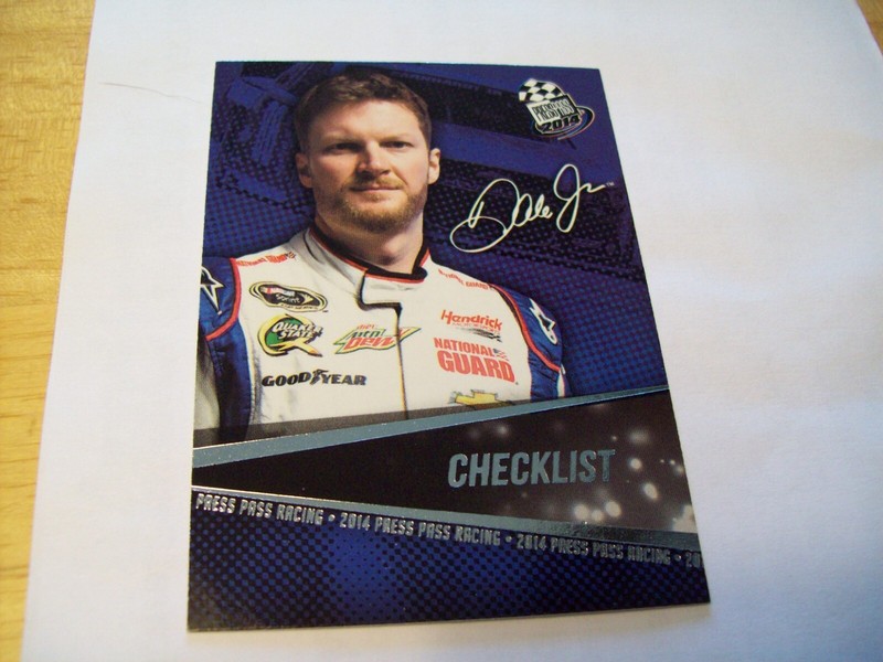 DALE EARNHARDT JR. 2014 PRESS PASS CARD #100  Nascar card CHECKLIST NASCAR card