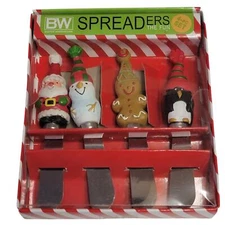 Boston Warehouse Christmas Spreaders Set of 4 Cheese Holiday Charcuterie Party