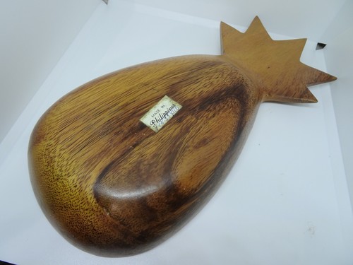 VINTAGE Monkey Wood Pineapple Bowl Philippines 10" - Picture 5 of 8
