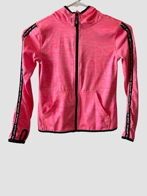 H&M Sport Jacket Youth Girls Hoodie Full Zip Pink/Black 6-8Y Thumb Holes