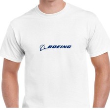 Boeing Blue Logo US Aviation Plane Jet 747 787 Geek White Cotton T-shirt