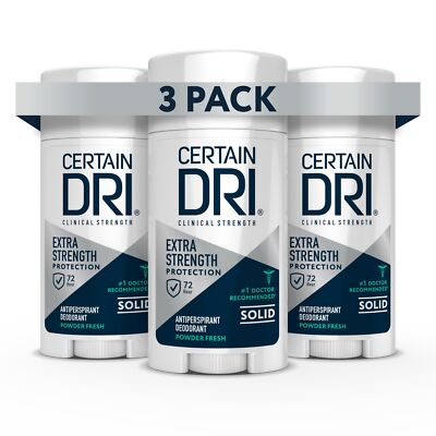 Certain Dri Extra Strength Clinical Antiperspirant 1.7oz Pack of 3 Hyperhidrosis