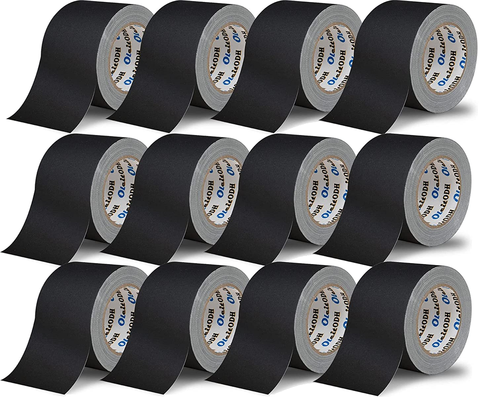 3 Inch Black Gaffers Tape -12 Roll Multi Pack Bulk -30 Yards per Roll - Easy Tea