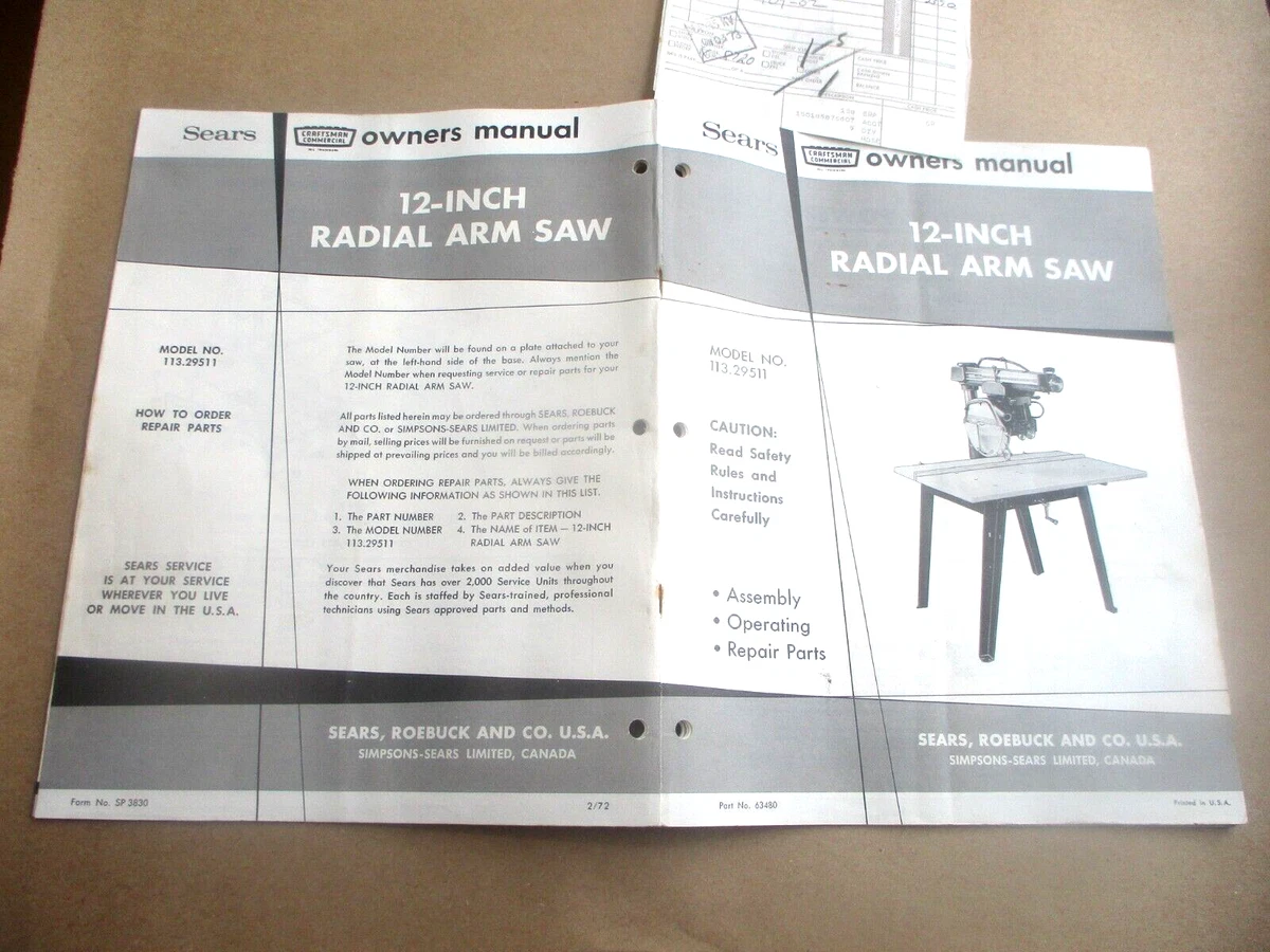 Craftsman 12 inch radial 2024 arm saw for sale