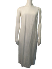 Talbots Dress Womens 6 Solid White Sheath Woven Linen Blend Lined Sleeveless