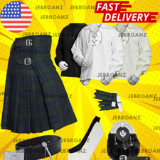 Black watch Tartan Kilt Set - 08 Pieces Kilt Accessories for Men-Scottish Outfit