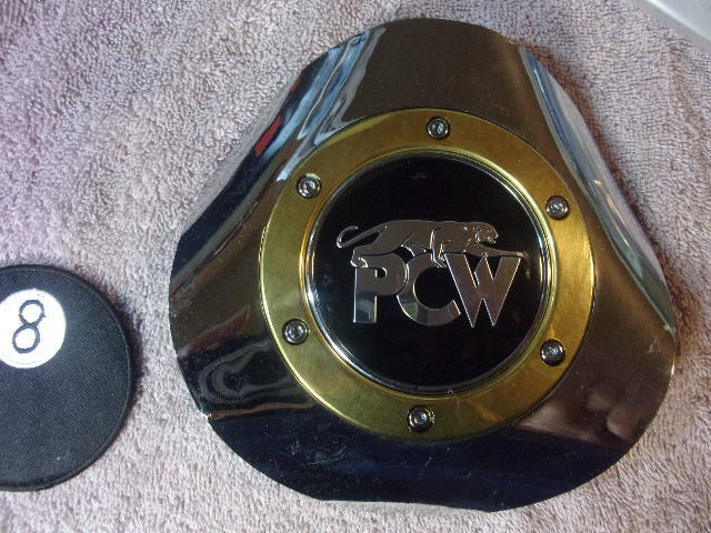 QTY: x1 PCW Wheels Chrome/Gold Custom Wheel Center Cap 7x15, 8x15 USED