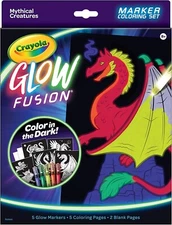 Crayola Glow in The Dark Coloring Set with Markers, Mythical Creature Art Kits