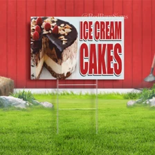 ICE CREAM CAKES Indoor Outdoor Yard Sign with metal stakes