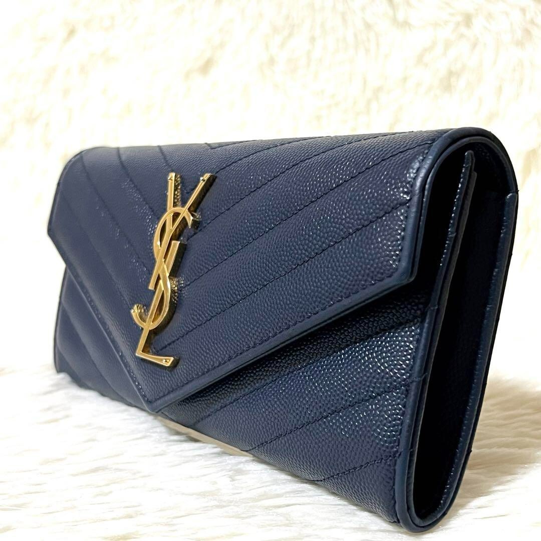 Saint Laurent Paris YSL logo long wallet round zipper