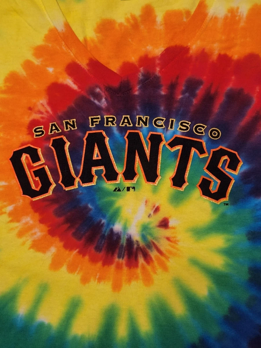 San Francisco Giants Tye Dye Womens T Shirt Rainbow Large. Crisp bright  colors.