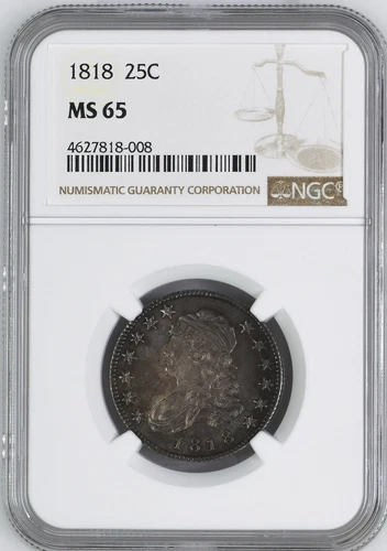 1818 CAPPED BUST 25C NGC MS 65