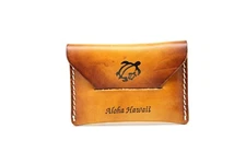 Aloha From Hawaii Brown Hand Made Leather Mini Wallet