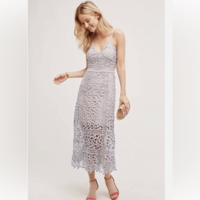 HD in Paris Purple and nude Lace maxi dress size small EUC | eBay