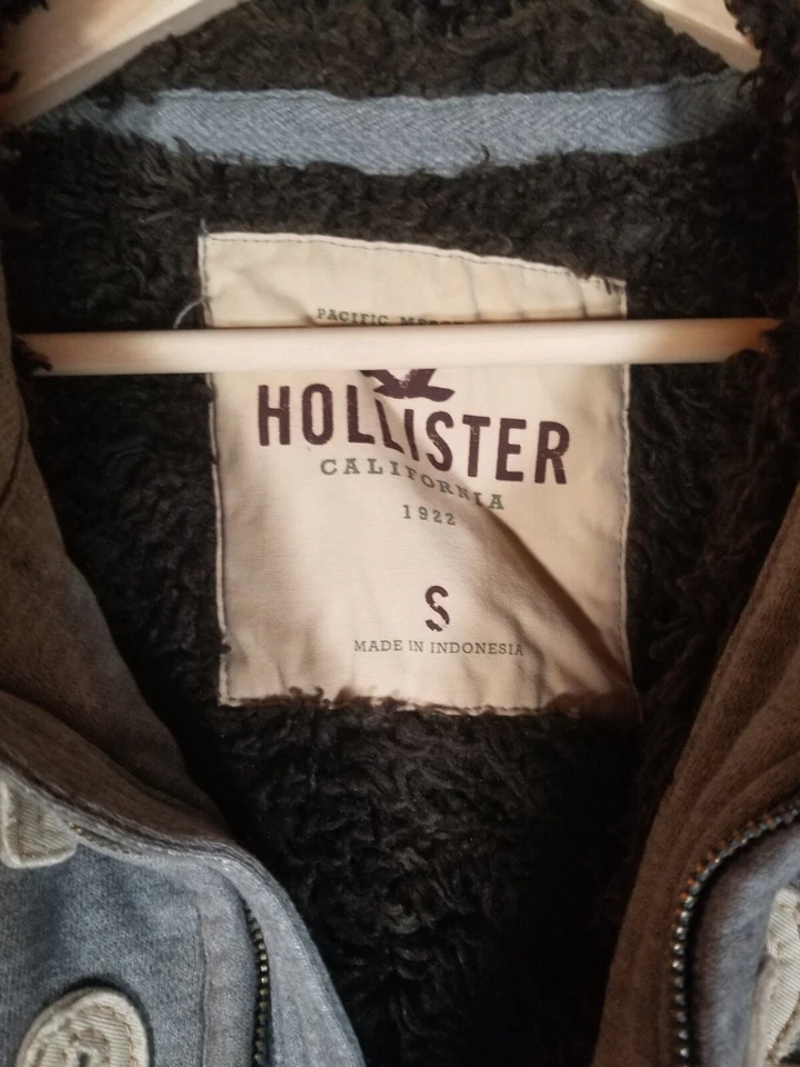 男式 Hollister Wolfjaw 风格拉链运动衫连帽衫灰色 Y2K 尺寸小号羊毛 — 第 4/4 张图片