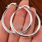Classic 925 Sterling Silver 1.5" / 38mm Medium Size FishScale Tube Hoop Earrings