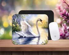Swan themed neoprene PC/laptop Mouse Pad, CHOICE, FREE shipping, gifts, birds
