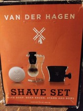 VAN DER HAGEN Shave Set - Soap 3.5oz, Boar Brush, Stand Bowl / Mug - Brand NEW