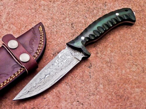 8" Custom Handmade Damascus Blade Skinning Hunting Knife FULL TANG Knife WD-8386