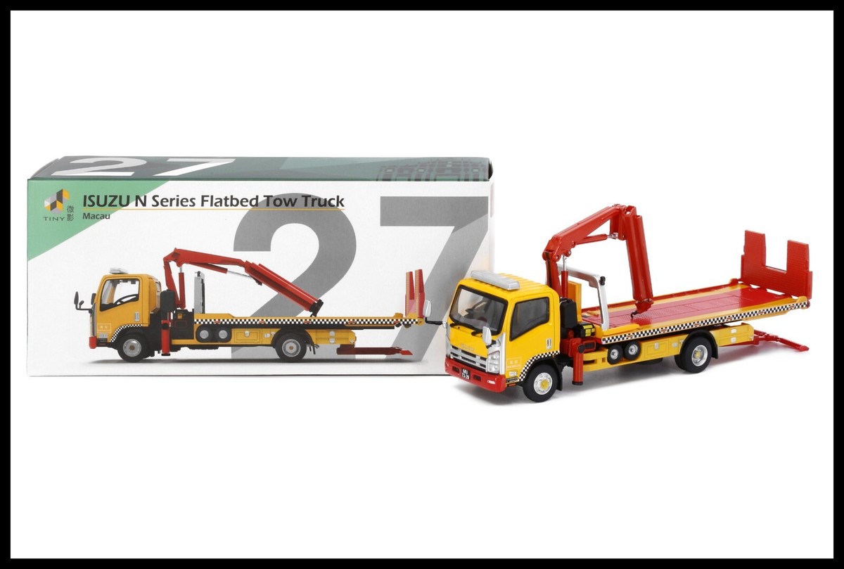 Tiny 27 ISUZU N Series Macau Flatbed Tow Truck YELLOW MC27 1 Tiny 27 ISUZU N Series Macau Flatbed Tow Truck YELLOW MC27 1