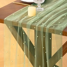 Pearl Table Runner Tulle Green Spring Easter Cheesecloth 10FT 10ft x 1pc Sage